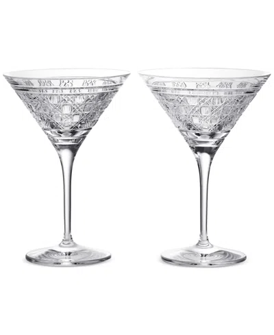 Waterford Opulence Set Of 2 Lead Crystal Martini Glasses In Transparent