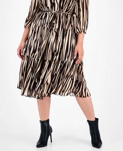 Sandra Darren Plus Size 3/4-sleeve Tiered Mesh Dress In Multi