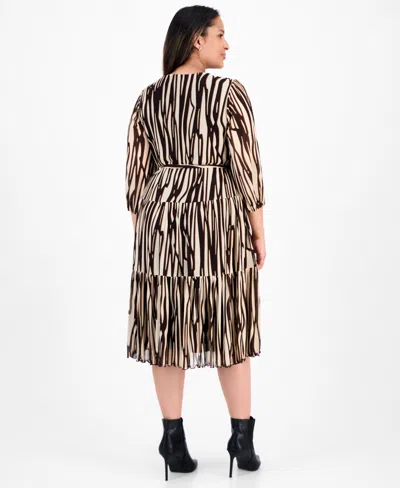 Sandra Darren Plus Size 3/4-sleeve Tiered Mesh Dress In Multi