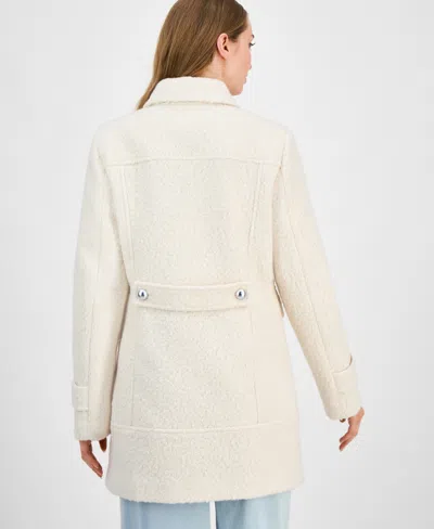 Maralyn & Me Juniors' Button-front Boucle Coat In Neutral