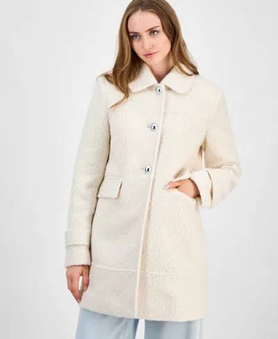 Maralyn & Me Juniors' Button-front Boucle Coat In Neutral