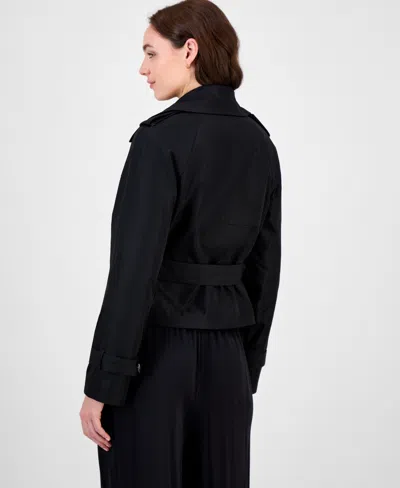 Maralyn & Me Juniors' Cropped Trench Coat, Exclusively At Macy's In Black
