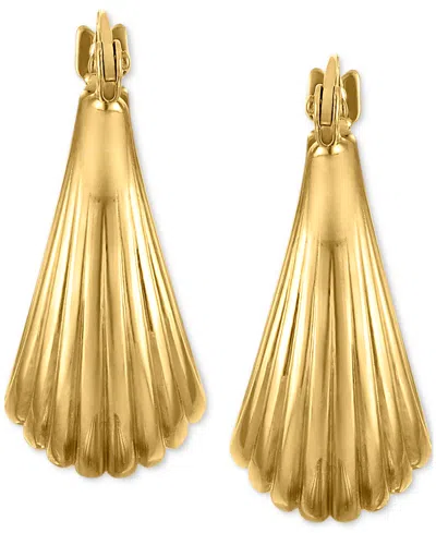 Macy's Polished Graduated Ribbed Small Hoop Earrings In Gold