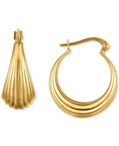 Macy's Polished Graduated Ribbed Small Hoop Earrings In Gold