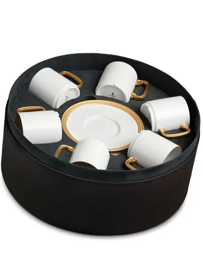 L'objet Soie Tressée Espresso Cups And Saucers (set Of Six) In White