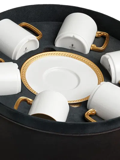 L'objet Soie Tressée Espresso Cups And Saucers (set Of Six) In White