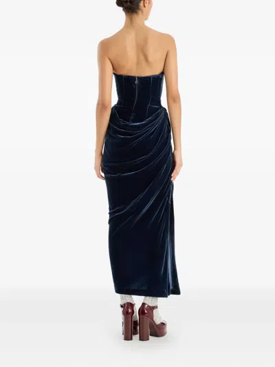Rotate Birger Christensen Rotate Birgerchristensen Silk Velvet Slit Dress In Blue