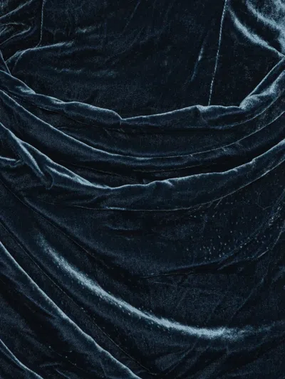 Rotate Birger Christensen Rotate Birgerchristensen Silk Velvet Slit Dress In Blue