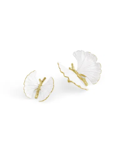 Michael Aram Butterfly Ginkgo Gold 2-piece Decorative Objects Set In White