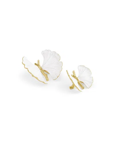 Michael Aram Butterfly Ginkgo Gold 2-piece Decorative Objects Set In White