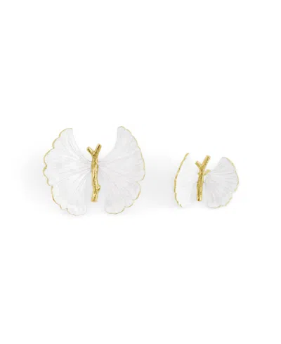 Michael Aram Butterfly Ginkgo Gold 2-piece Decorative Objects Set In White