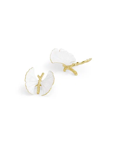 Michael Aram Butterfly Ginkgo Gold 2-piece Decorative Objects Set In White