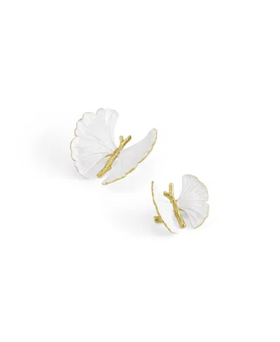 Michael Aram Butterfly Ginkgo Gold 2-piece Decorative Objects Set In White