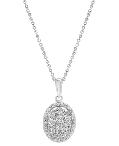 Macy's Diamond Octagon Halo Cluster 18" Pendant Necklace (1/10 Ct. T.w.) In Sterling Silver,  Exclusi In Metallic