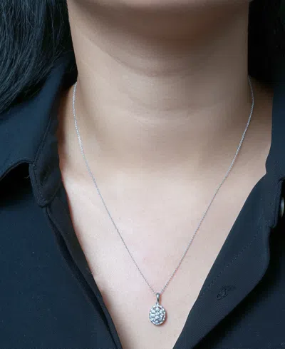Macy's Diamond Octagon Halo Cluster 18" Pendant Necklace (1/10 Ct. T.w.) In Sterling Silver,  Exclusi In Metallic