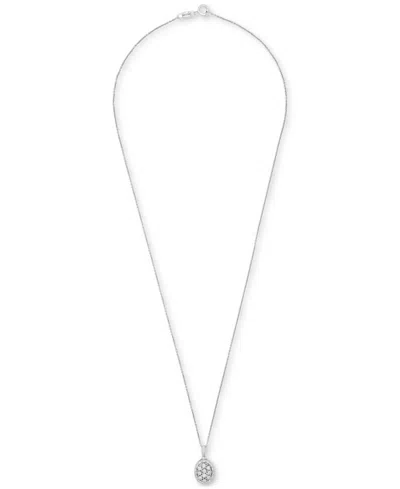 Macy's Diamond Octagon Halo Cluster 18" Pendant Necklace (1/10 Ct. T.w.) In Sterling Silver,  Exclusi In Metallic