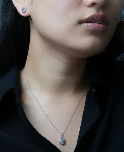 Macy's Diamond Octagon Halo Cluster 18" Pendant Necklace (1/10 Ct. T.w.) In Sterling Silver,  Exclusi In Metallic