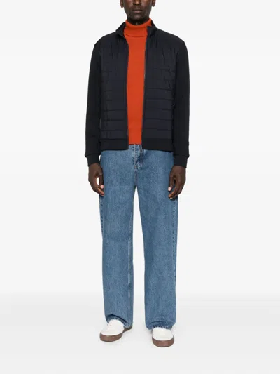 Fay Quilted-panelled Jacket In Blue