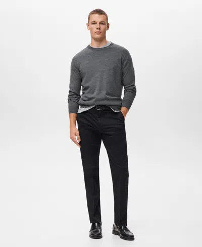 Mango Crewneck Wool Sweater In Gray
