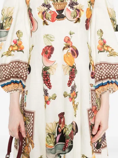 Alemais Mercado Fruit-print Puff-sleeve Midi Dress In Multi