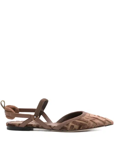 Fendi Kitten Ff Sling Back In Brown