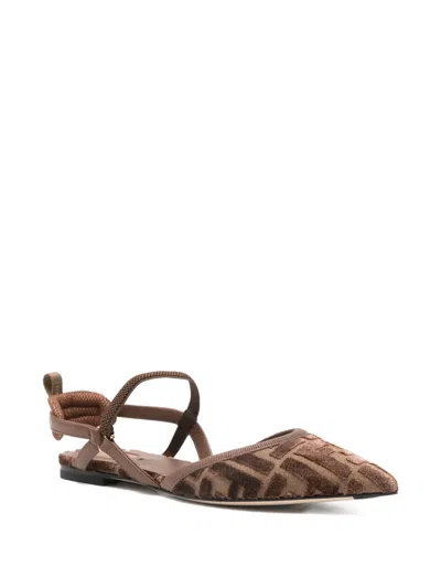 Fendi Kitten Ff Sling Back In Brown