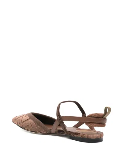 Fendi Kitten Ff Sling Back In Brown