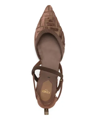 Fendi Kitten Ff Sling Back In Brown