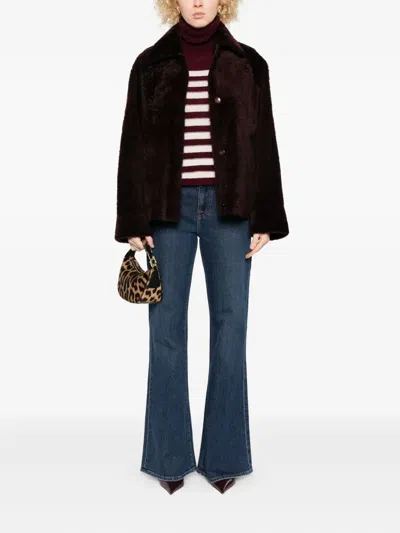 Arma Shearling-collared Jacket In Brown