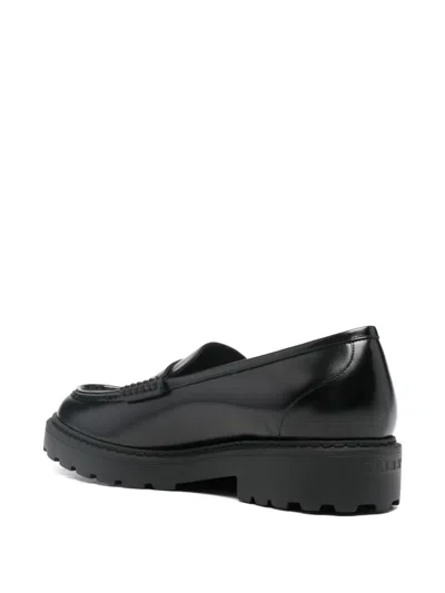 Bally Leather Platform Loafers In Black