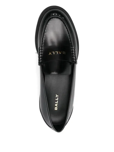 Bally Leather Platform Loafers In Black