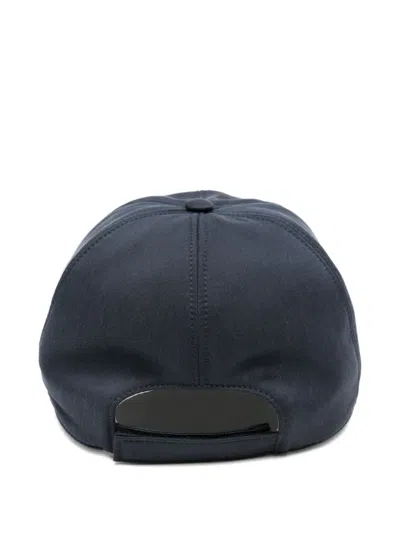 Eleventy Touch-strap Silk Baseball Cap In Blue