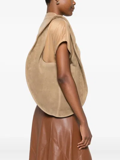 Maeden Market Tote Suede Leather Beige In Neutral