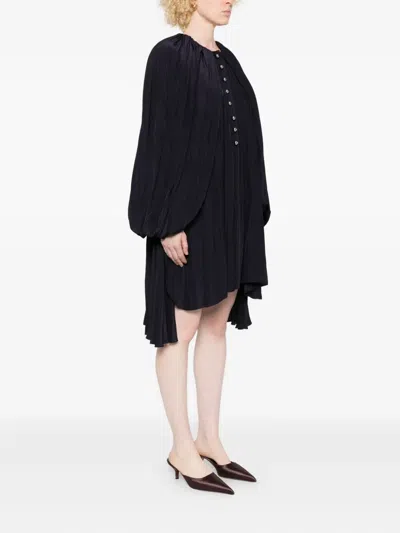 Lanvin Women Short Pleated Dress In Gray