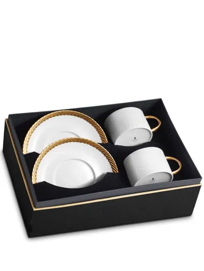 L'objet Corde Tea Cups And Saucers (set Of Two) In White