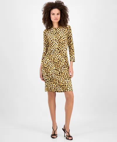 Kasper Animal-print Side-pleat Dress, Regular & Petite In Animal Print