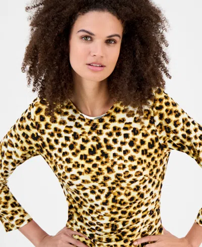 Kasper Animal-print Side-pleat Dress, Regular & Petite In Animal Print