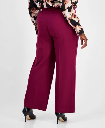 Anne Klein Plus Size Pull-on Wide-leg Pants In Pink