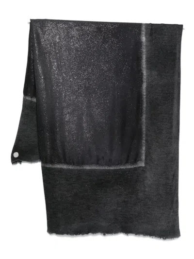 Avant Toi "star Dust" Effect Foulard Scarf Destroyed 120x110 In Black