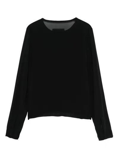 Private 0204 Sheer-panel Long-sleeve T-shirt In Black