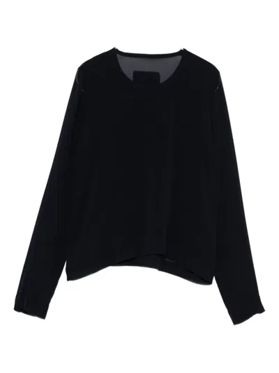 半透明拼接长袖上衣