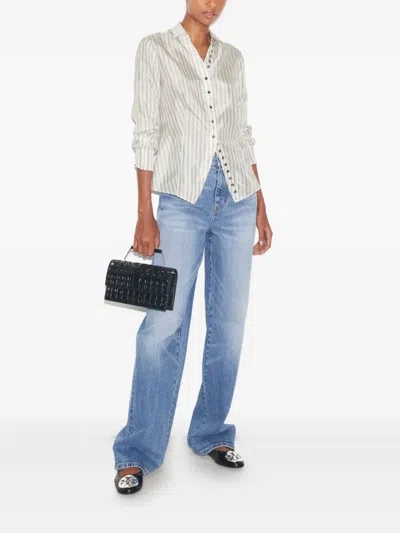 Tory Burch Striped Cinched Button-down Top In Multi