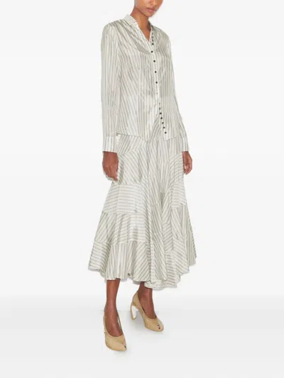 Tory Burch Striped Cinched Button-down Top In Multi