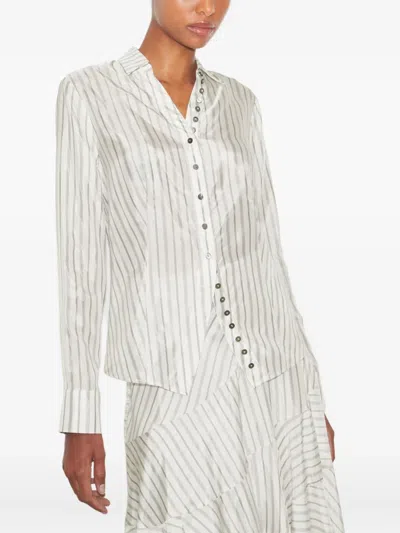Tory Burch Striped Cinched Button-down Top In Multi