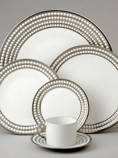 L'objet Perlée Tea Cups And Saucers (set Of Two) In White