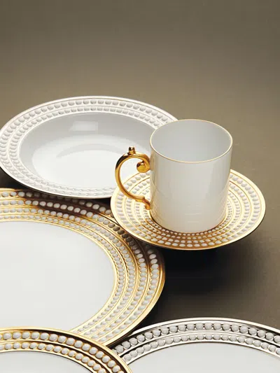 L'objet Perlée Espresso Cups And Saucers (set Of Six) In White