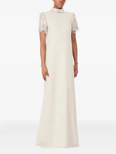 Jenny Packham Edie Sequin-embellished High-neck Maxi Dress In White