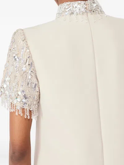 Jenny Packham Edie Sequin-embellished High-neck Maxi Dress In White