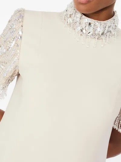 Jenny Packham Edie Sequin-embellished High-neck Maxi Dress In White