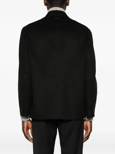 Lardini Patch-pocket Collared Coat In Black